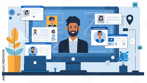 Wallpaper Mural Business Environment: Man in Suit at Online Interview Torontodigital.ca