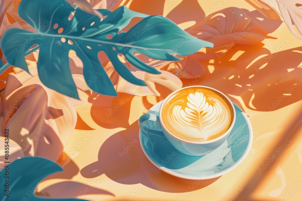 Obraz premium Beautiful latte art in girlish style, featuring various coffee drinks with milk...