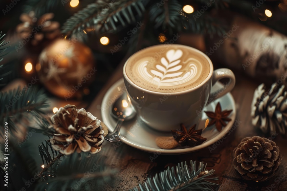Beautiful latte art in girlish style, featuring various coffee drinks with milk... Beautiful latte art in girlish style, featuring various coffee drinks with milk...
