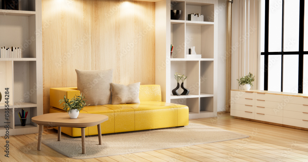 Mini sofa armchair on interior design,zen modern living room Japanese style. Mini sofa armchair on interior design,zen modern living room Japanese style.
