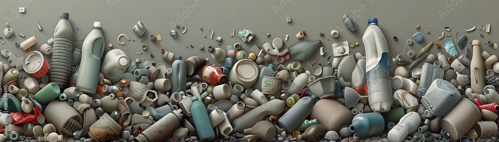 Obraz premium A large pile of plastic bottles and debris.