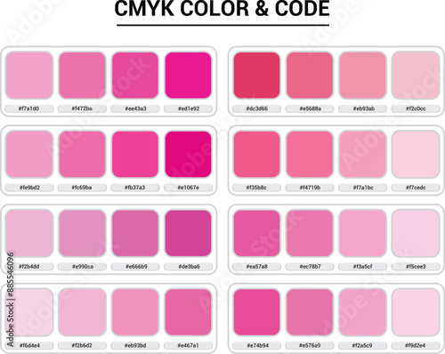 Pink Color Guide Palette with color Names. Color Palette, Fashion Trend Pantone Color Palette