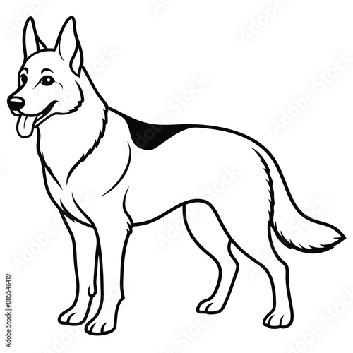 German Shepherd Dog  vector style,  Clipart , Illustration with white background 