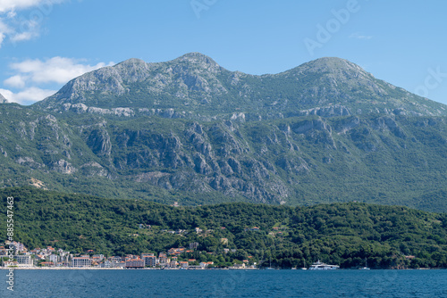 Montenegro's Herceg Novi: City Buildings from the Sea in Summer, Kotor Bay