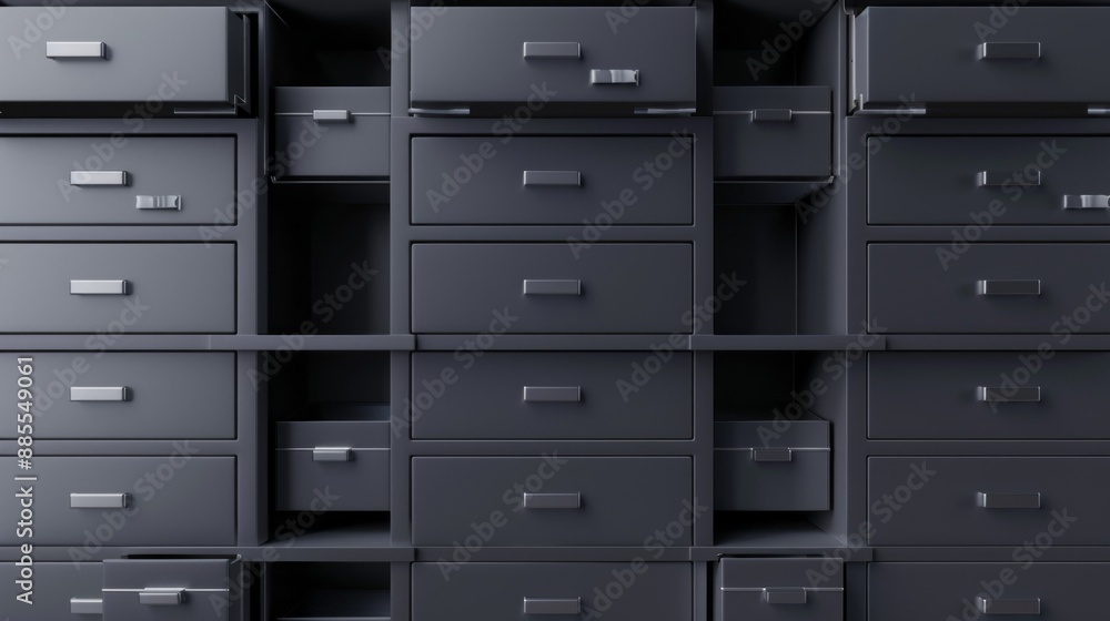 A wall of gray drawers A wall of gray drawers