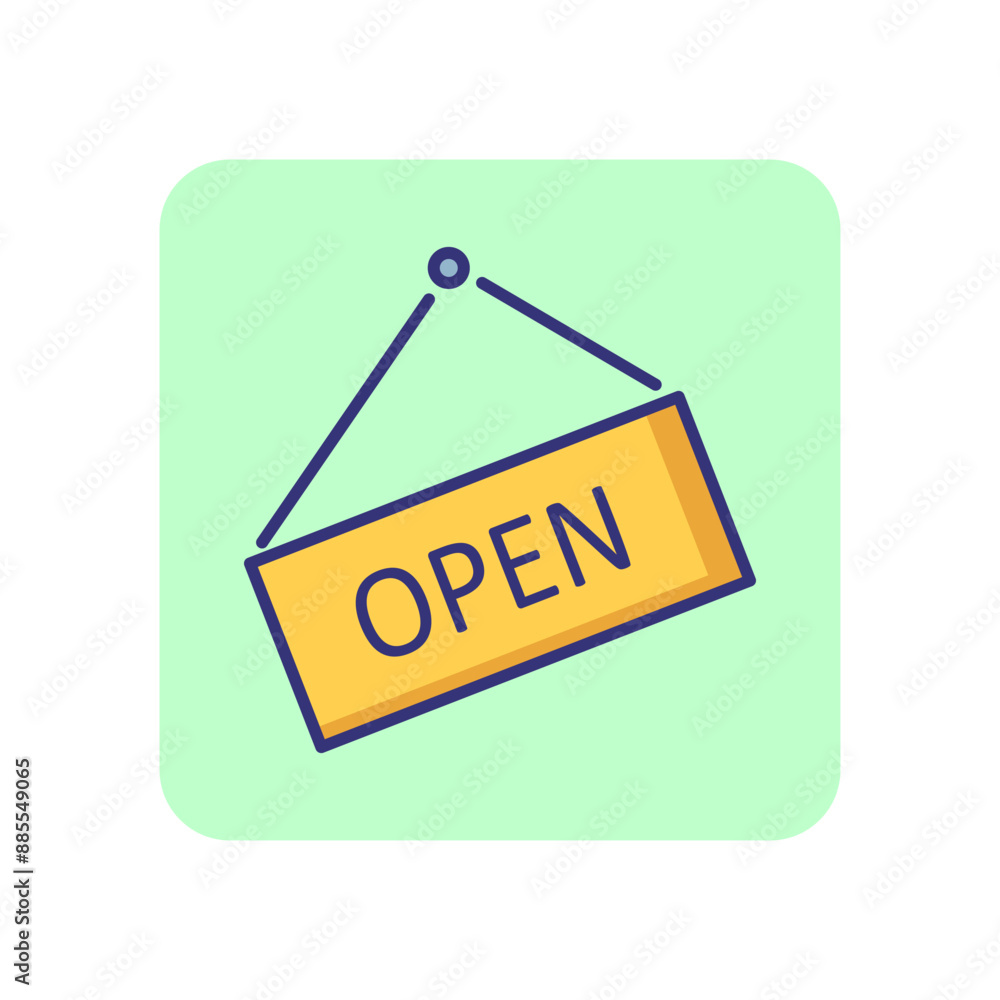Open sign line icon. Store, shop, office. Shopping concept. Vector illustration can be used for topics like business, retail, service Open sign line icon. Store, shop, office. Shopping concept. Vector illustration can be used for topics like business, retail, service