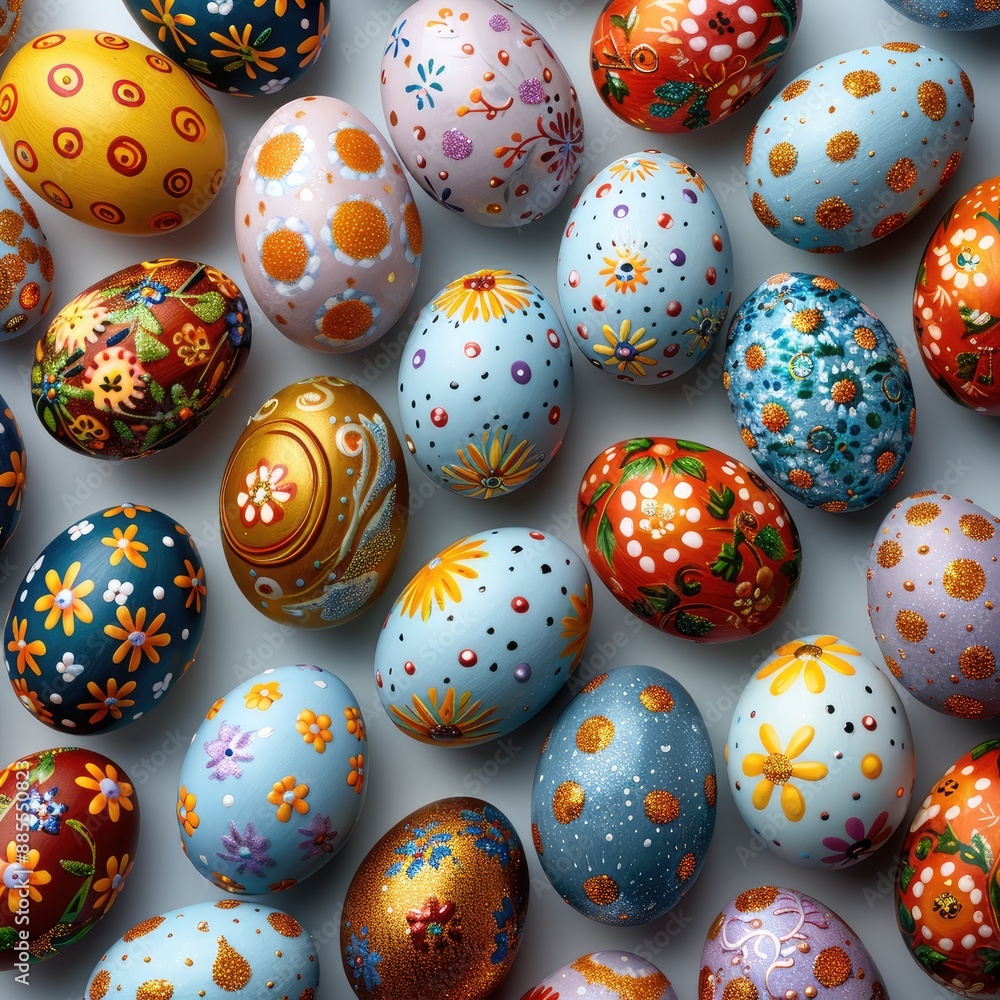 Colorful Easter Eggs, Empty Background Colorful Easter Eggs, Empty Background