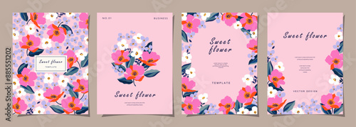 ชื่อ	
Flower template set for poster, card, cover, label, banner in modern minimalist style and simple spring design templates with florals and plants.