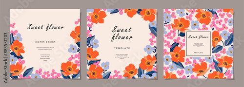 ชื่อ	
Flower template set for poster, card, cover, label, banner in modern minimalist style and simple spring design templates with florals and plants.