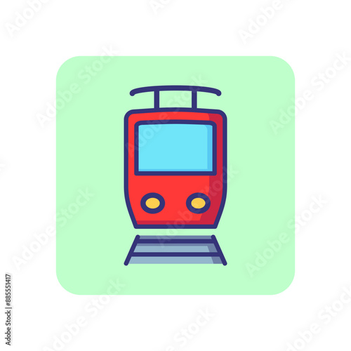 Tram line icon. Train, tram station, public transport. Transport concept. Vector illustration can be used for topics like transportation, city, trip