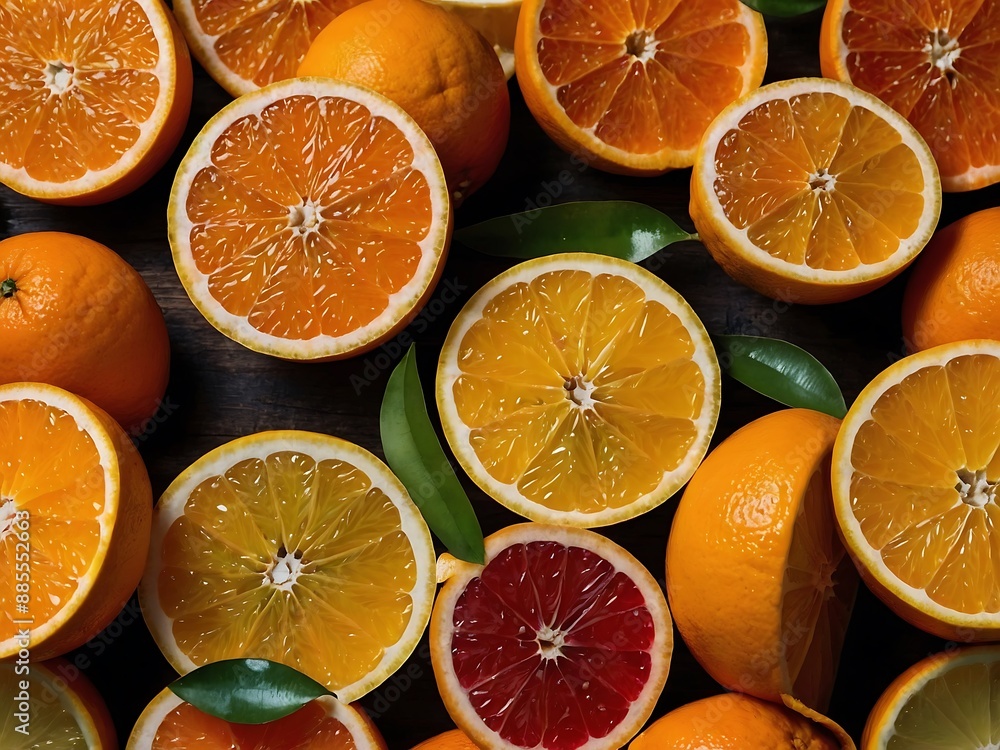 Segments of oranges and other zesty citrus fruit Segments of oranges and other zesty citrus fruit