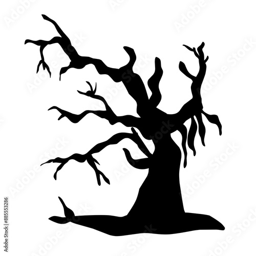 Dry tree silhouette for halloween decoration. Vector ilustration