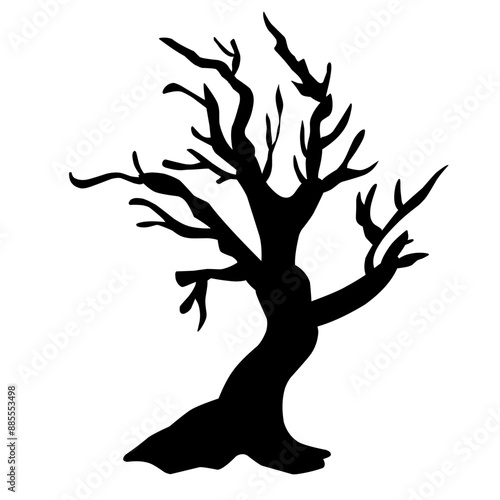 Dry tree silhouette for halloween decoration. Vector ilustration