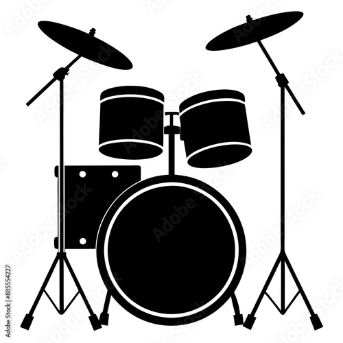 drum kit set silhouette vector illustration
