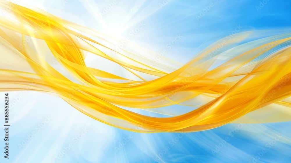 Abstract yellow waves on blue background with light effects Abstract yellow waves on blue background with light effects