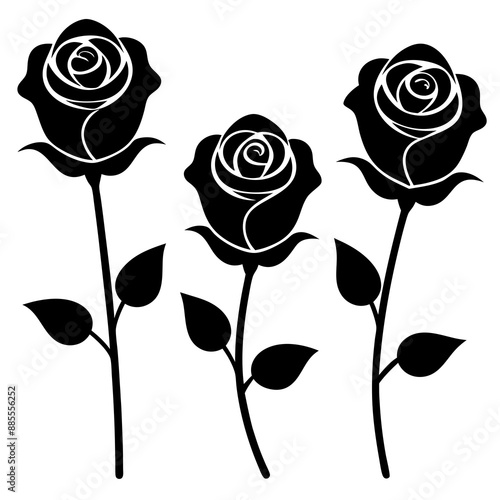 roses set silhouette vector illustration
