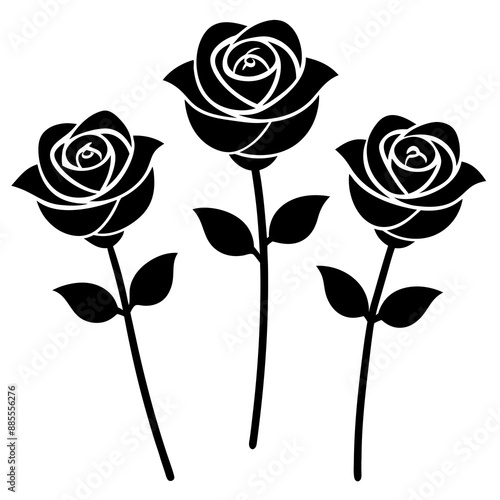 roses set silhouette vector illustration
