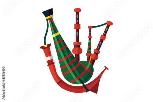 Bagpipes instrument sketch engraving vector illustration. Scratch board style imitation. Black and white hand drawn image.