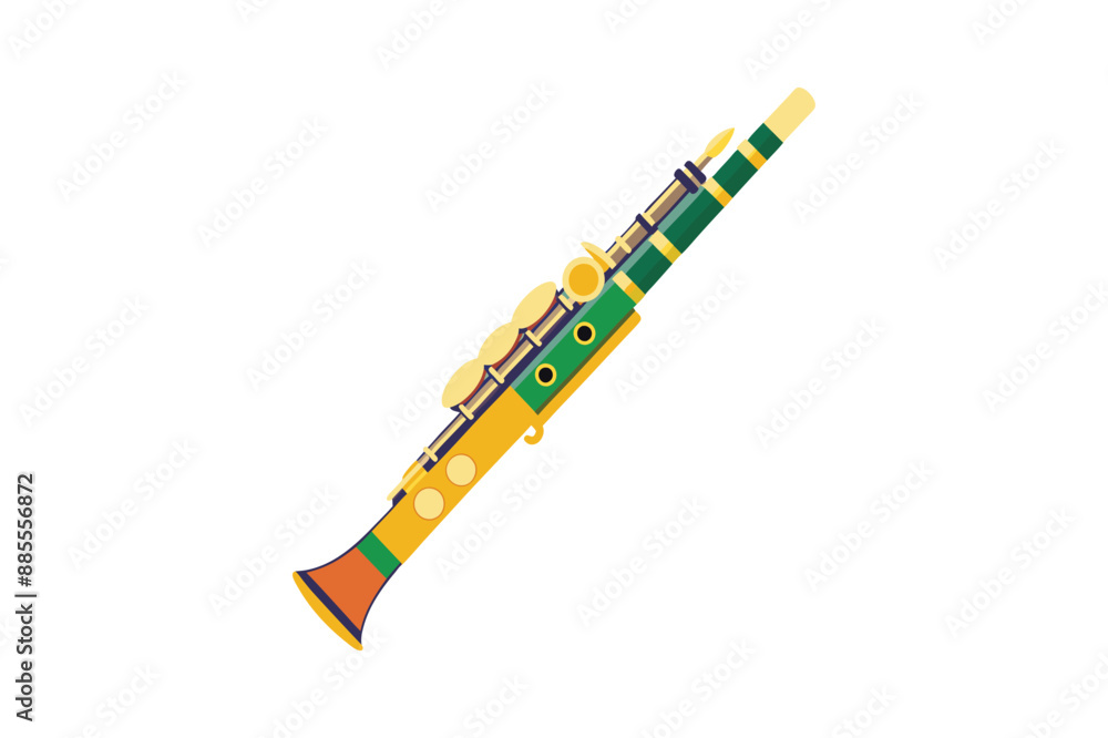 Oboe icon isolated on white background. Woodwind classical orchestral musical instrument oboe. Vector illustration in flat cartoon realism style Oboe icon isolated on white background. Woodwind classical orchestral musical instrument oboe. Vector illustration in flat cartoon realism style