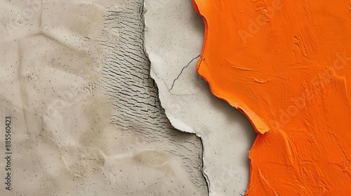 textural intrigue closeup abstract photographs of surfaces rich dark beige juxtaposed with vivid orange exploring depth and contrast in minimalist composition photo