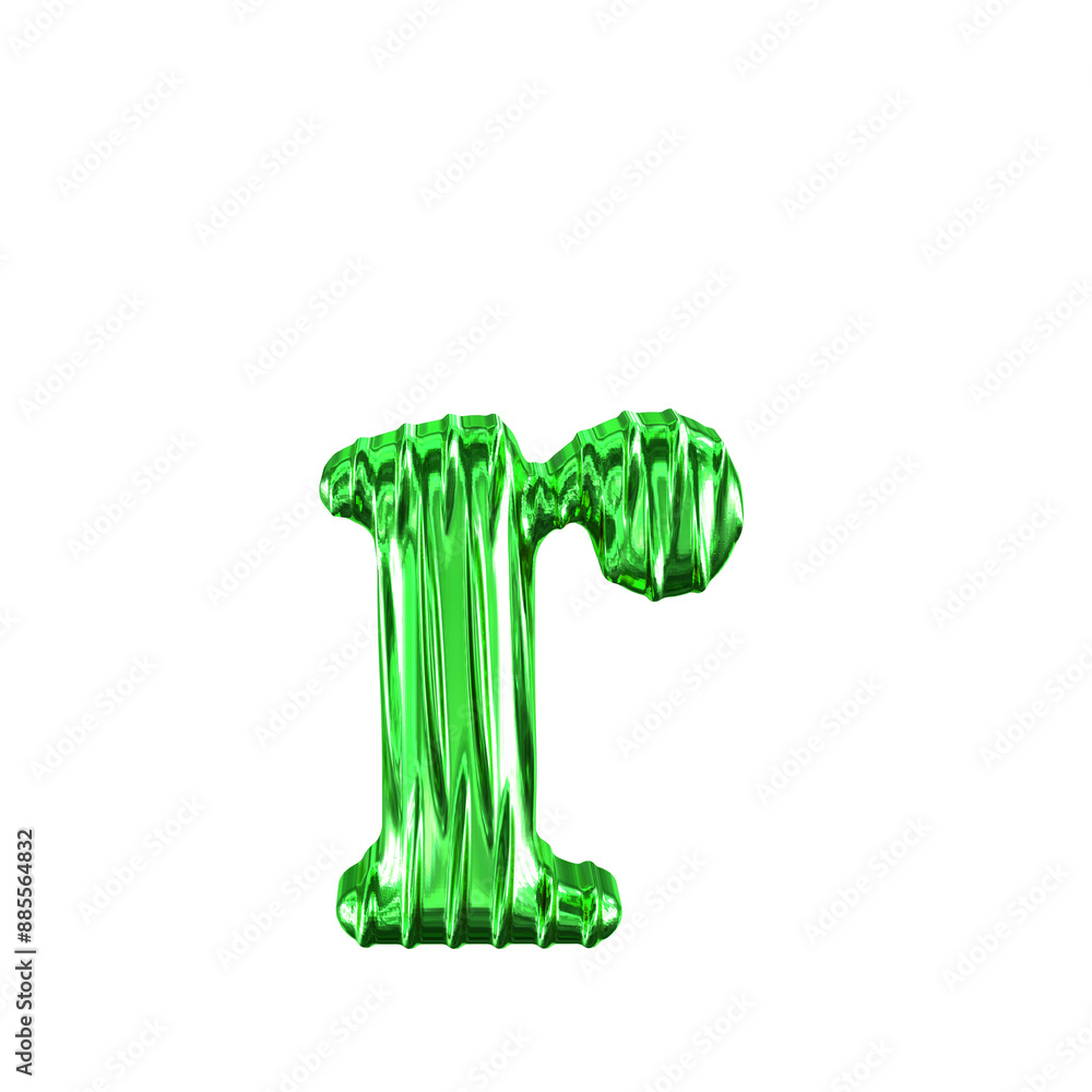 Fluted green symbol. letter r Fluted green symbol. letter r