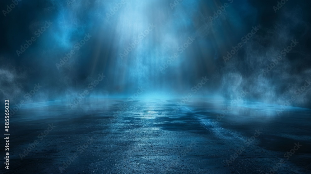 Dark street wet asphalt reflections of rays in the water. Abstract dark blue background Dark street wet asphalt reflections of rays in the water. Abstract dark blue background