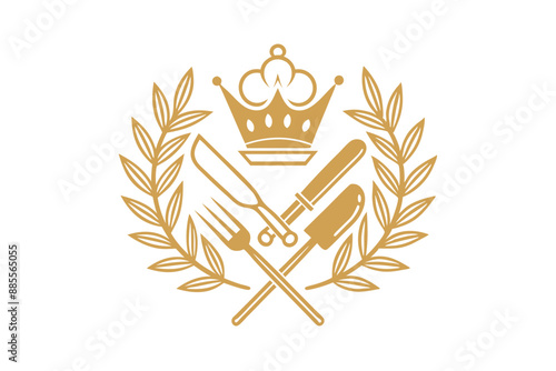 A gold vector crown illustration, a vintage emblem of award and winner design