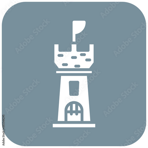 Castle Tower vector icon. Can be used for Medieval iconset.