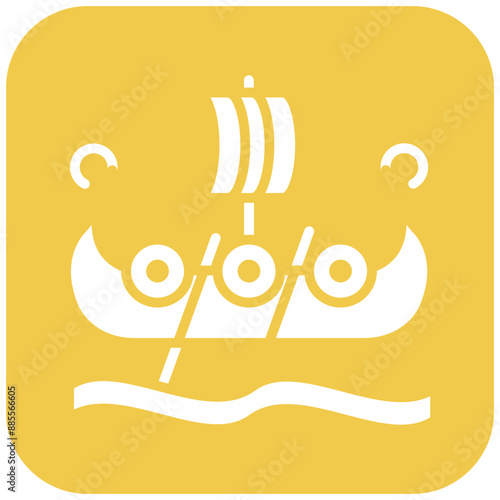 Viking Ship vector icon. Can be used for Medieval iconset.