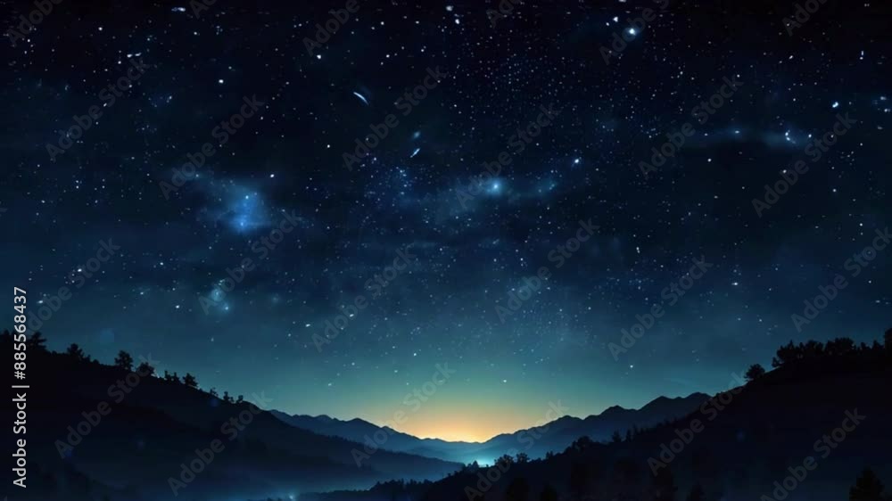 A gradient of deep indigos, midnight blues, and hints of silver, flowing together to resemble the enchanting beauty of a clear, starry night sky, 4K Wallpaper animation video A gradient of deep indigos, midnight blues, and hints of silver, flowing together to resemble the enchanting beauty of a clear, starry night sky, 4K Wallpaper animation video
