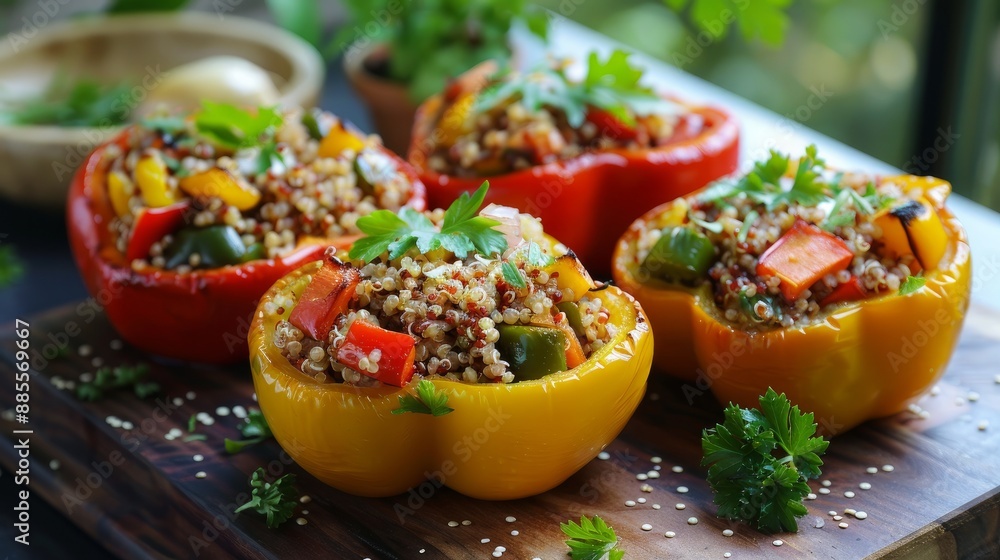 Bell peppers filled with mixed vegetables and quinoa Bell peppers filled with mixed vegetables and quinoa