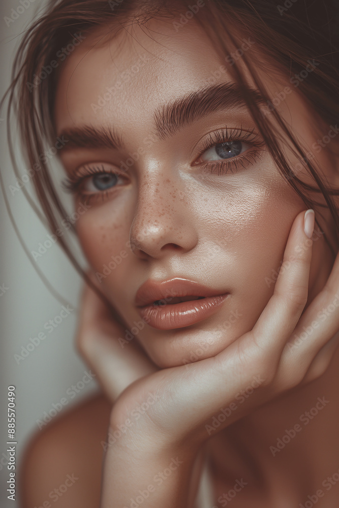 a woman with freckles on her face a woman with freckles on her face