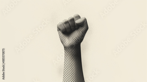 hand clenched in a fist with criss cross crosshatch pencil sketch style