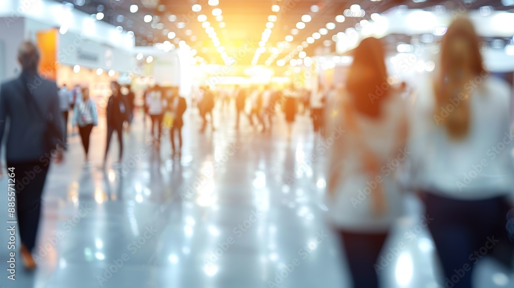 A blurred background of business people walking around at an exhibition hall A blurred background of business people walking around at an exhibition hall