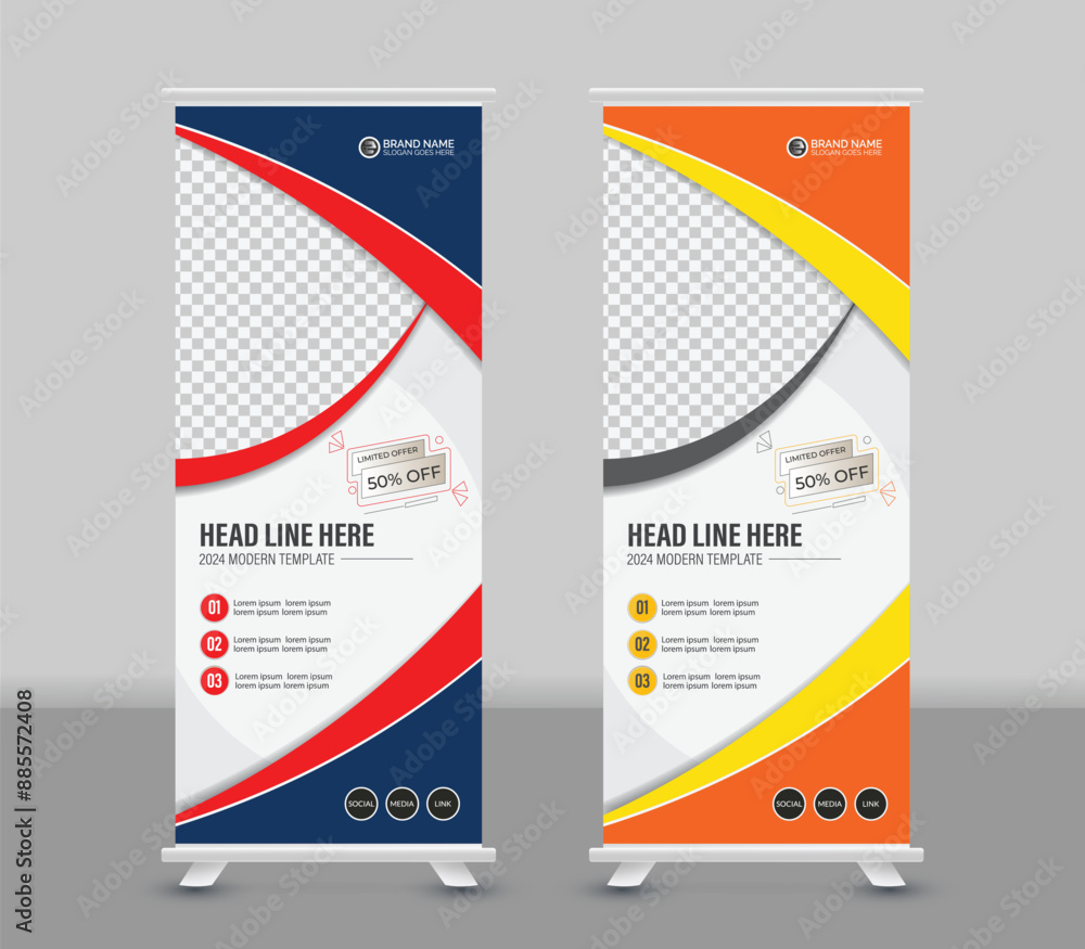 Modern roll-up banner template design, x banner, business flyer, poster, presentation, corporate and web banner layout Modern roll-up banner template design, x banner, business flyer, poster, presentation, corporate and web banner layout