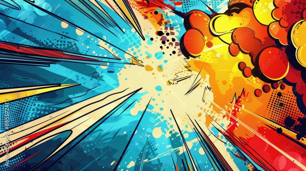 Naklejka premium Blank versus colorful comic abstract background template