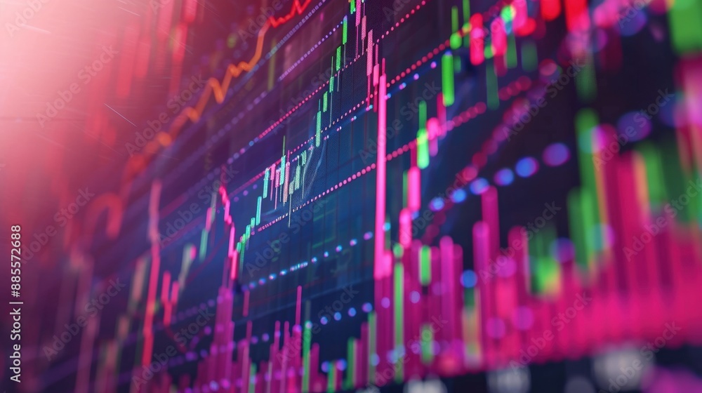 A colorful graph with many lines and dots A colorful graph with many lines and dots