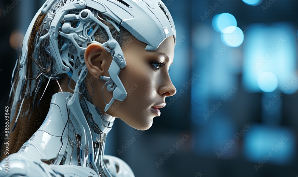 Woman in Robot Suit Looking Sideways Woman in Robot Suit Looking Sideways