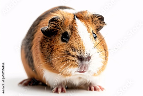 A cute and charming image of an adorable guinea pig against a clean white background