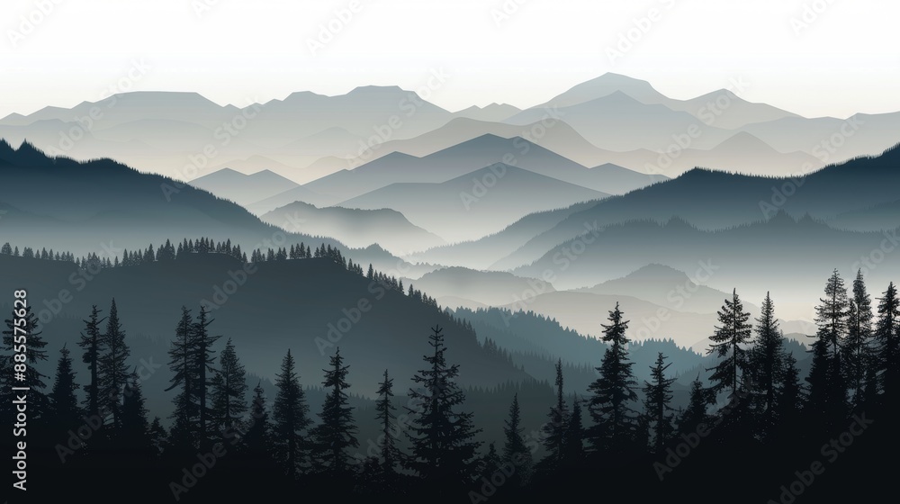 Fototapeta premium Mountain landscapes silhouette landscape outdoors.