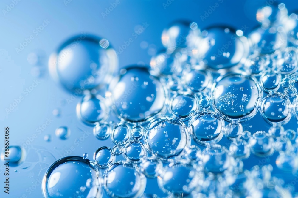 Refreshing blue water bubbles closeup Refreshing blue water bubbles closeup
