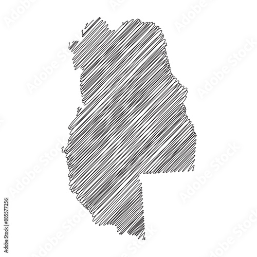 Mendoza Argentina provinces thread map line vector illustration