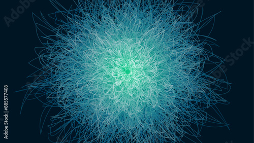 Abstract digital illustrations. Intricate golden fractal flower on dark background.
