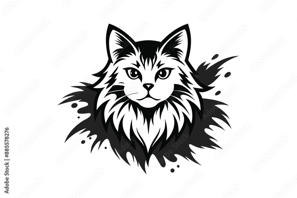Silhouette Persian cat, face logo N.eps Silhouette Persian cat, face logo N.eps