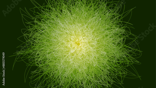 Abstract digital illustrations. Intricate golden fractal flower on dark background.
