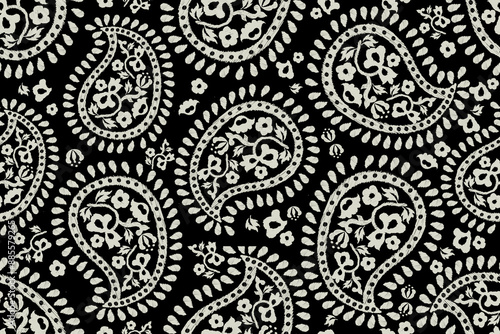 Motifs Ikat floral paisley embroidery background.geometric ethnic oriental pattern traditional.Aztec-style abstract. design for texture, fabric, clothing, wrapping, decoration