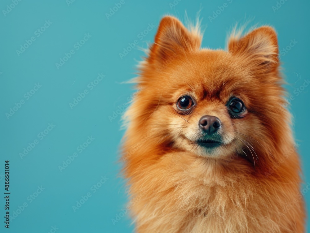 A small brown dog with long hair sitting on a blue background, ideal for use in pet-related or educational illustrations A small brown dog with long hair sitting on a blue background, ideal for use in pet-related or educational illustrations