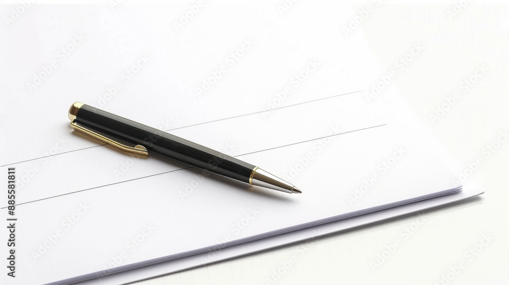 A blank medical chart with a pen placed on top, laid out on a clean white surface. Isolate white background A blank medical chart with a pen placed on top, laid out on a clean white surface. Isolate white background