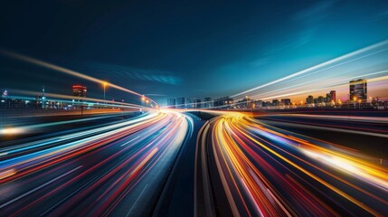 Blurred traffic background banner at night