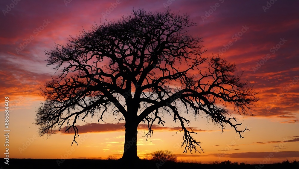 Silhouetted Tree Against a Vibrant Sunset Silhouetted Tree Against a Vibrant Sunset